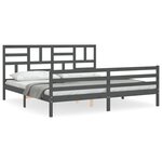 vidaXL Cadre de lit sans matelas gris 200x200 cm bois massif