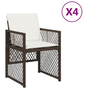 vidaXL Chaises de jardin avec coussins lot de 4 marron résine tressée