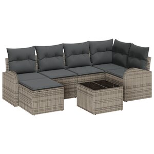 vidaXL Ensemble de canapé de jardin 6 pièces avec coussins en Black Poly Rattan