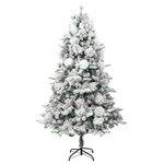 vidaXL Sapin de Noël pré-éclairé avec neige floquée/cônes 195cm PVC/PE