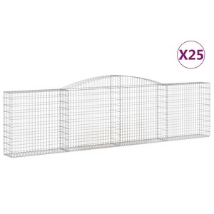 vidaXL Paniers à gabions arqués 25 Pièces 400x30x100/120 cm Fer galvanisé