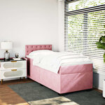 vidaXL Sommier à lattes de lit avec matelas Rose 90x200 cm Velours