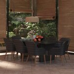 vidaXL Ensemble à dîner de jardin 9 Pièces Résine tressée Noir