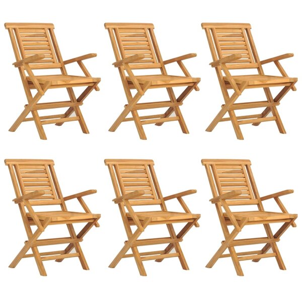 vidaXL Chaises de jardin pliantes lot de 6 56x63x90cm bois massif teck