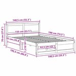 vidaXL Cadre de Lit Marron Ciré Bois de Pin Massif 135 x 190 cm Simple