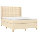 vidaXL Sommier à lattes de lit avec matelas Crème 140x200 cm Tissu
