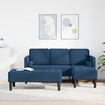 vidaXL Ensemble de 2 Canapés avec Coussins Tissu Bleu