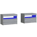 vidaXL Tables de chevet 2 Pièces et lumières LED Sonoma gris 60x35x40 cm
