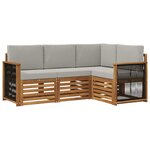 vidaXL Ensembles de canapés avec coussin 4 Pièces Bois d'Acacia Massif