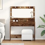 vidaXL Table de Maquillage avec Lumières LED - Bois Vintage - 100x41x135 cm