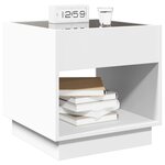 vidaXL Table de chevet avec LED infini blanc 50x50x50 cm