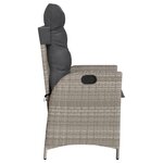 vidaXL Chaise inclinable de jardin coussins gris clair résine tressée