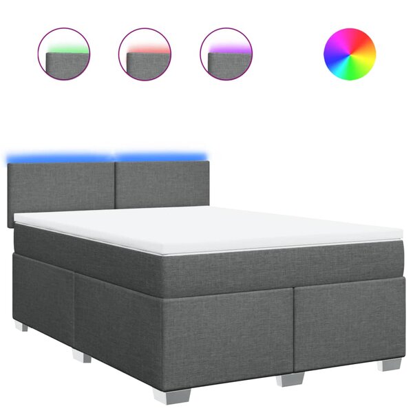 vidaXL Sommier à lattes de lit avec matelas Gris foncé 140x200cm Tissu