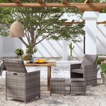 vidaXL Jeu de chaise et tabouret de jardin 4 Pièces Résine tressée Gris