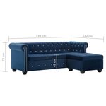 vidaXL Canapé d'angle Revêtement en velours 199x142x72 cm Bleu