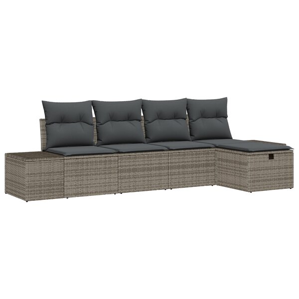 vidaXL Ensemble de canapé de jardin 5 pièces avec coussins gris en poly rotin