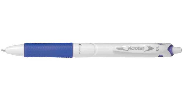 Stylo bille rétractable Grip ACROBALL PURE WHITE 1.0 Trait 0 4 mm Bleu PILOT