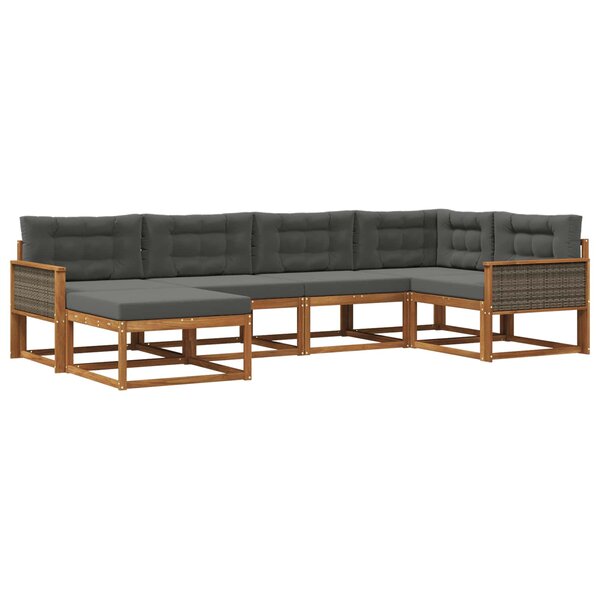 vidaXL Ensemble de canapés d'extérieur 6 Pièces Naturel et Anthracite