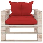 vidaXL Canapé palette de jardin avec coussins rouge Bois de pin