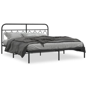vidaXL Cadre de lit métal sans matelas avec tête de lit noir 193x203cm