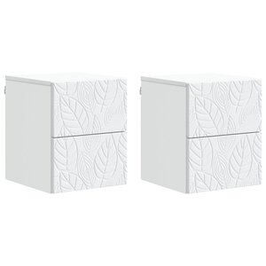 vidaXL Cabinet de chevet mural 2 Pièces Blanc 34 5 x 33 x 40 cm