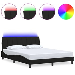 vidaXL Cadre de lit sans matelas Hanko noir 160x200 cm tissu