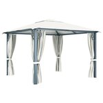vidaXL Tonnelle avec rideau et lumières LED 3x3 m Crème Aluminium