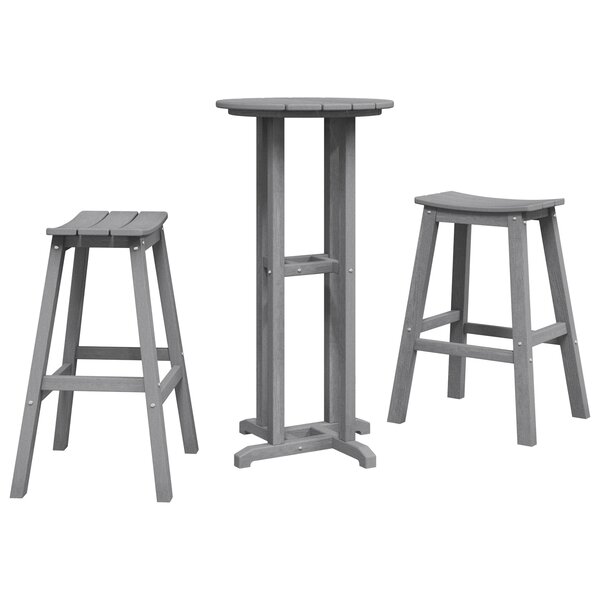 Ensemble de bar de jardin vidaXL 3 pièces gris clair HDPE