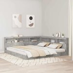 vidaXL Lit Bibliothèque Gris béton 180 x 200 cm Bois d'ingénierie