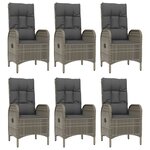 vidaXL Ensemble à manger jardin et coussins 7 Pièces Noir et gris Rotin