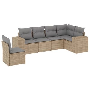 vidaXL Salon de jardin avec coussins 6 Pièces beige résine tressée