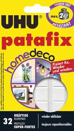 Pastilles adhésives patafix homedeco, détachable, blanc Blister de 32 UHU