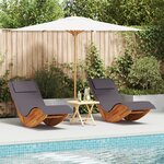 vidaXL Chaises longues à bascule avec coussins 2 Pièces en bois d'acacia