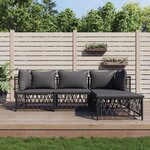 vidaXL Salon de jardin avec coussins 4 Pièces anthracite acier