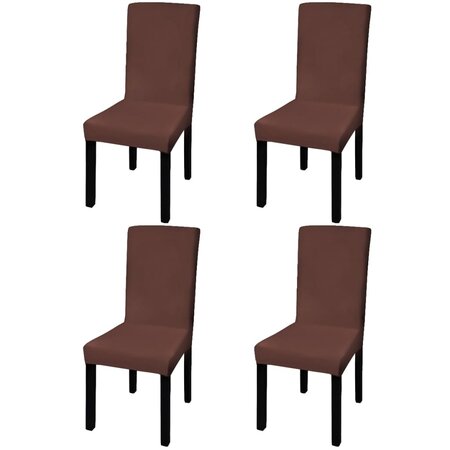 vidaXL Housse de chaise droite extensible 4 Pièces marron