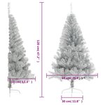 vidaXL Demi sapin de Noël artificiel avec support argenté 120 cm PET