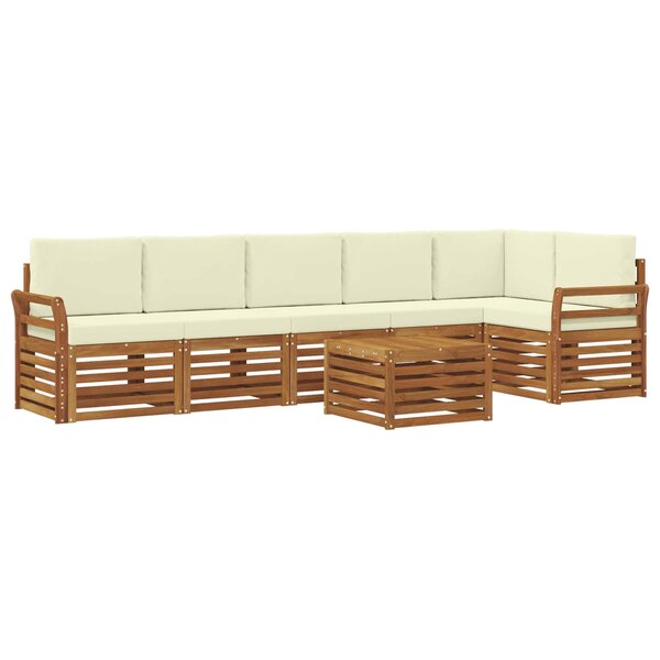 vidaXL Ensemble de canapé d'angle avec coussin 7 Pièces Naturel et Crème