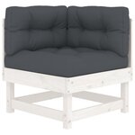 vidaXL Salon de jardin 7 Pièces avec coussins blanc bois massif