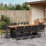 Ensemble de salle à manger de jardin 11 pièces vidaXL en poly rotin noir