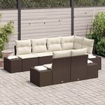 vidaXL Ensemble de canapé de jardin 7 Pièces Marron et crème Poly rotin