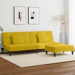 vidaXL Canapé-lit à 2 places avec repose-pied jaune velours