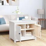 vidaXL Table basse Blanc 71x49x55 cm Bois massif de pin