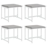 vidaXL Tabourets de jardin avec coussins 4Pièces blanc acier et textilène
