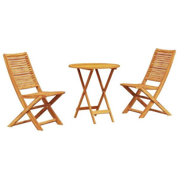 vidaXL Ensemble bistro pliant 3 pc Marron Bois d'Acacia Massif