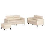 vidaXL Ensemble de canapés 3 Pièces avec coussins beige tissu microfibre