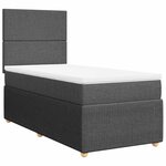 vidaXL Sommier à lattes de lit avec matelas Gris foncé 100x200cm Tissu