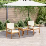 Ensemble bistro de jardin 3 pièces vidaXL avec coussins en bois d'acacia massif
