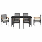 vidaXL Ensemble de salle à manger pour jardin 7 Pièces Noir polyrotin