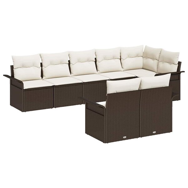 vidaXL Ensemble de canapé de jardin 8 Pièces Marron Poly rotin