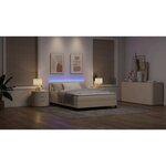 vidaXL Lit à ressorts avec matelas avec LED Crème 140 x 190 cm tissu